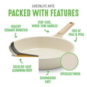 GreenLife Arte 8 Piece Ceramic Nonstick Cookware Pots and Pans Set, Induction Suitable, Wood Print Handles, Glass Lids, Stock Saucepans & Frying Pans, Dishwasher Safe, Speckled Cream