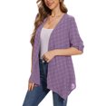 thumbnail image 3 of Uvplove Cardigan for Women 3/4 Sleeve Lightweight Summer Swiss Dots Kimono Cardigan Loose Beach Cover Up Purple-2XL, 3 of 8