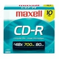 thumbnail image 1 of Maxell CD Recordable Media - CD-R - 40x - 700 MB - 10 Pack Slim Jewel Case, 1 of 1