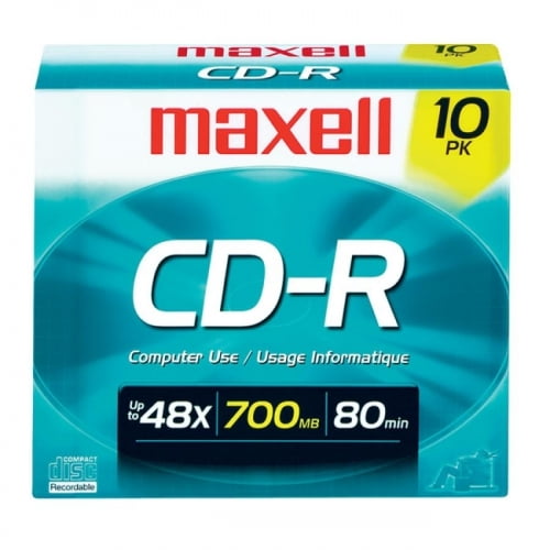 Maxell CD Recordable Media - CD-R - 40x - 700 MB - 10 Pack Slim Jewel Case