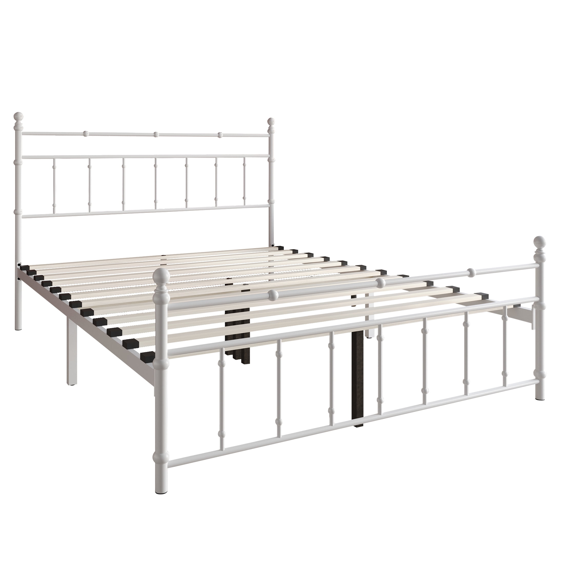 Castle Place Minimalist Modern King Size Metal Platform Bed, White