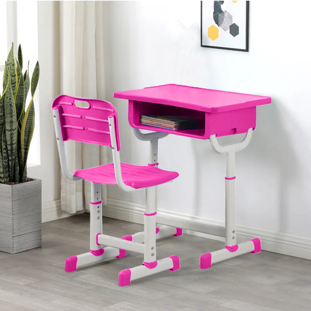 School Writing Desk Kids Desk Chair Set Height Adjustable Ergonomic Study 
