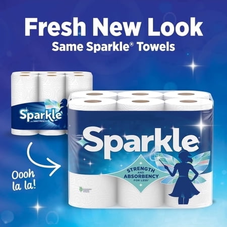 (3pack) Sparkle Tear-A-Square Paper Towels, 8 Double Rolls, 110 Sheets per Roll