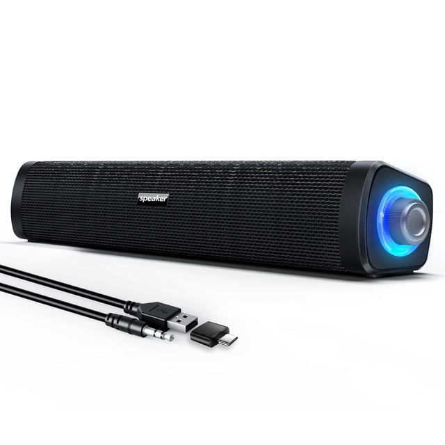Altavoces para ordenador Uakinat alimentados por USB con auxiliar de 3,5 mm y LED