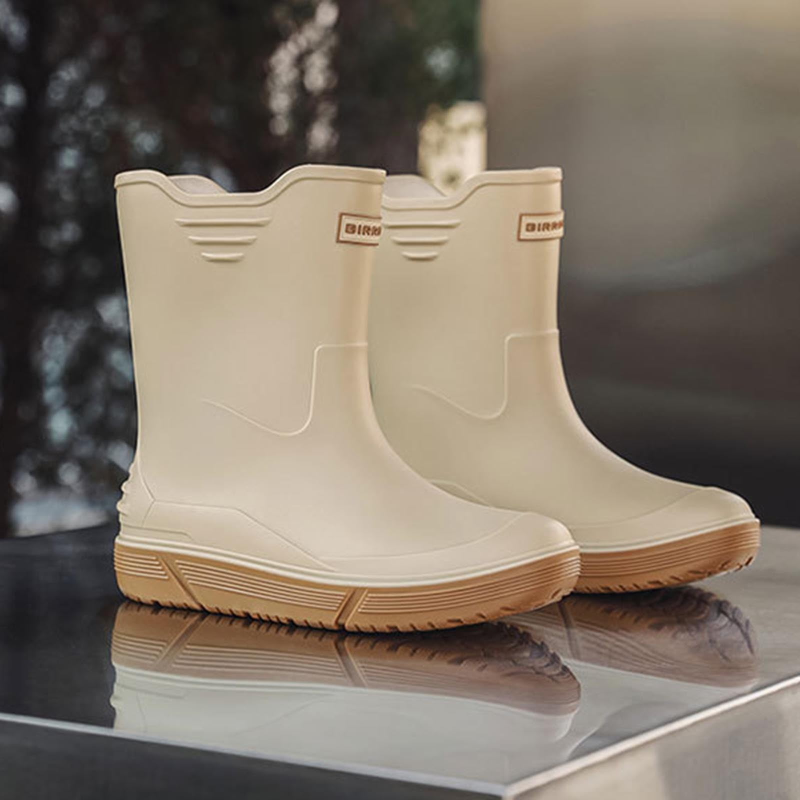 Wensltd Mid Calf Rain Boots for Men Solid Color Waterproof Rubber Shoes for Outdoor Short Tube Work Shoes