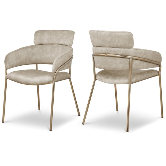 Meridian Furniture Yara Stone Velvet Dining Chair (Set of 2)