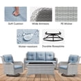 thumbnail image 3 of PARKWELL 4 Pieces Outdoor Patio Furniture Set Wicker Rattan Swivel Glider Chairs Cushioned Sofa Coffee Table All-Weather Conversation Sectional with Anti-Slip Cushions for Balcony, 3 of 8