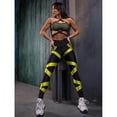 thumbnail image 3 of Women'sYogaSetStitchingMeshLaceUpCutOutBraColorBlockLeggingsSportsYogaFitnessWorkoutSuit, 3 of 5
