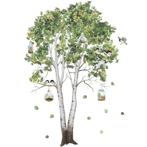Lush Vibrancy, Animal Tree Fox Owl Decorative Peel And Stick Wall Art Decals, Removable Self-adhesive Pvc For Bedroom Living Room Sofa Background, Nordic Style