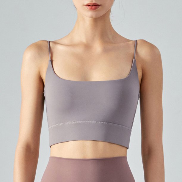Chaleco de yoga con almohadilla para el pecho, sujetador deportivo para mujer, tirantes finos para los hombros, ropa interior de fitness para yoga