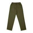 thumbnail image 7 of Lenpel Boys' School Pants Elastic High Waisted Straight Leg Pull on Pants Children Athletic Casual Trousers with Pockets(Army Green,6-7 Years), 7 of 7