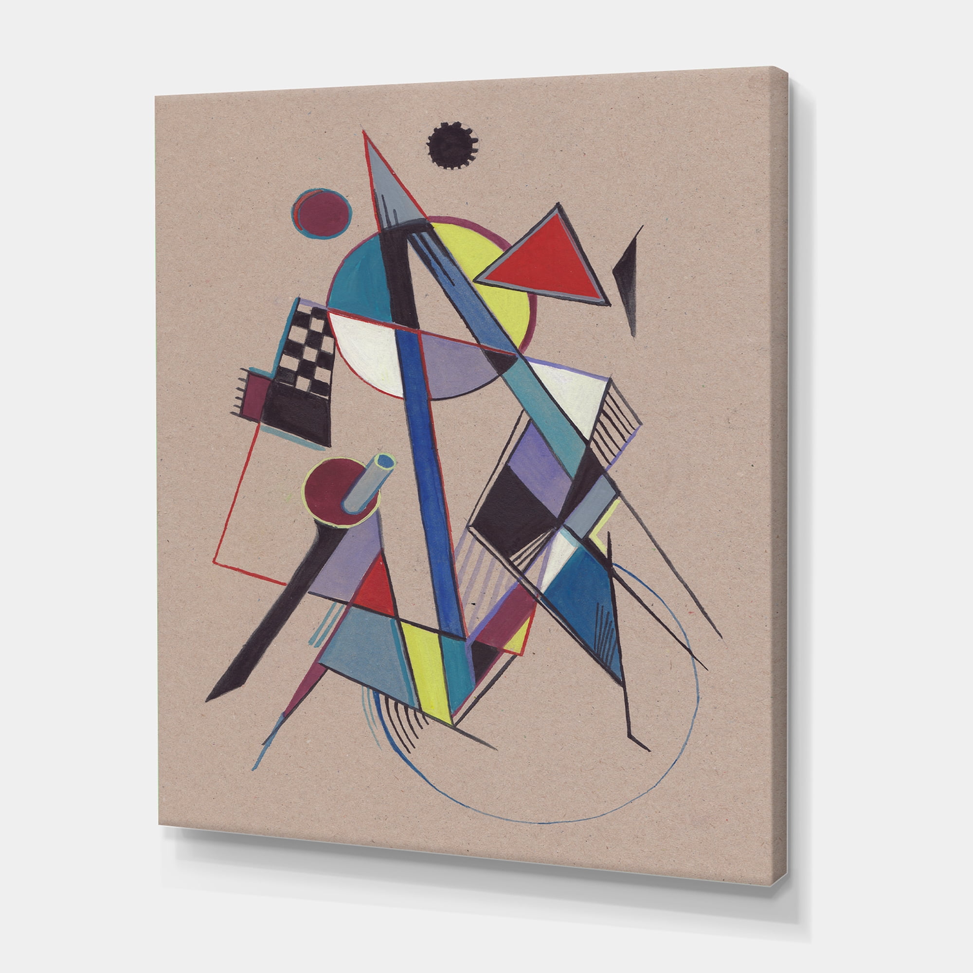 Designart ' Abstract Compositions Of Colored Geometric III ' Modern Canvas Wall Art Print