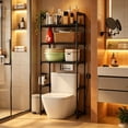 thumbnail image 5 of FEOLGEHLY Over Toilet Storage Rack, 56.5-Inch Tall Storage Rack with Multi-Layer Bathroom Shelf, Freestanding Bathroom Organizer for Toiletries, Space-Saving 56 Inch Toilet Storage (Black), 5 of 7