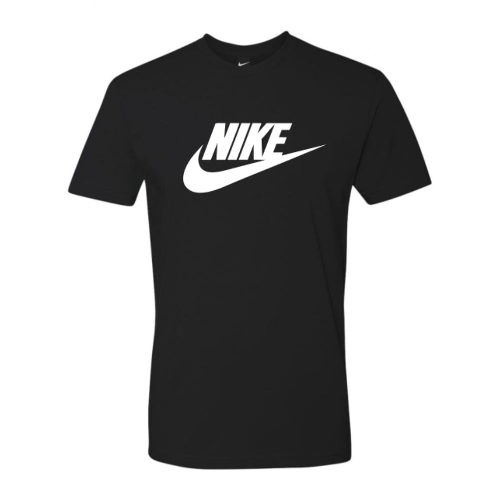 Nike Men's T-Shirt Logo Swoosh Printed Athletic Active Short Sleeve Shirt, Black, XL