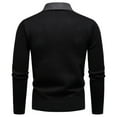 thumbnail image 5 of Men's Fake Two-Piece Patchwork Knitted Sweater - Casual Warm Lapel Shirt-Style Pullover, Black XL, 5 of 7