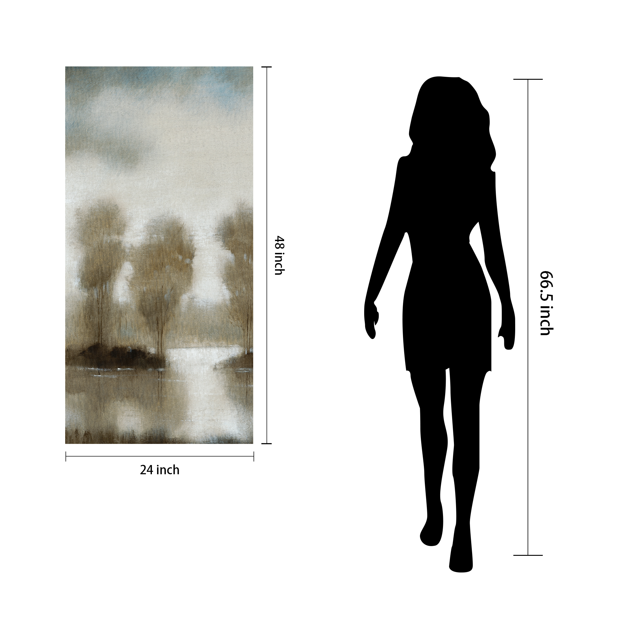 Empire Art Direct Subtle Reflection A-D Frameless Free Floating Tempered Glass Panel Graphic Wall Art, 48" x 24" each, Ready to Hang