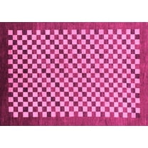Ahgly Company Indoor Rectangle Checkered Pink Modern Area Rugs, 5' x 7'