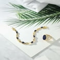 thumbnail image 3 of Gem Stone King 11.90 Ct Oval Blue Sapphire 18K Yellow Gold Plated Silver Ring and Bracelet Jewelry Set (Size 8), 3 of 3