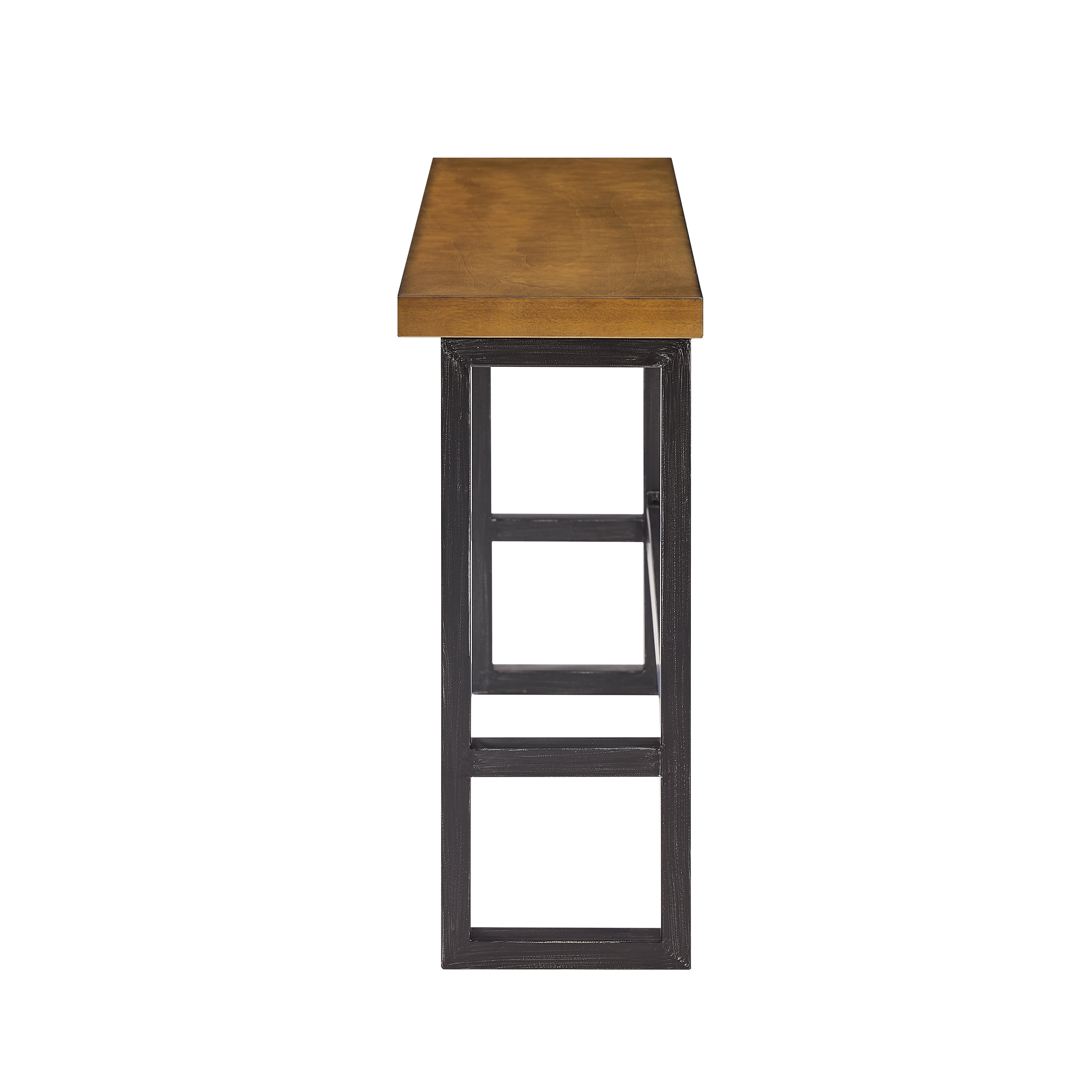 Powell Samuel Bar Height Wood and Metal Indoor Console Table, Dark Gunmetal/Brown
