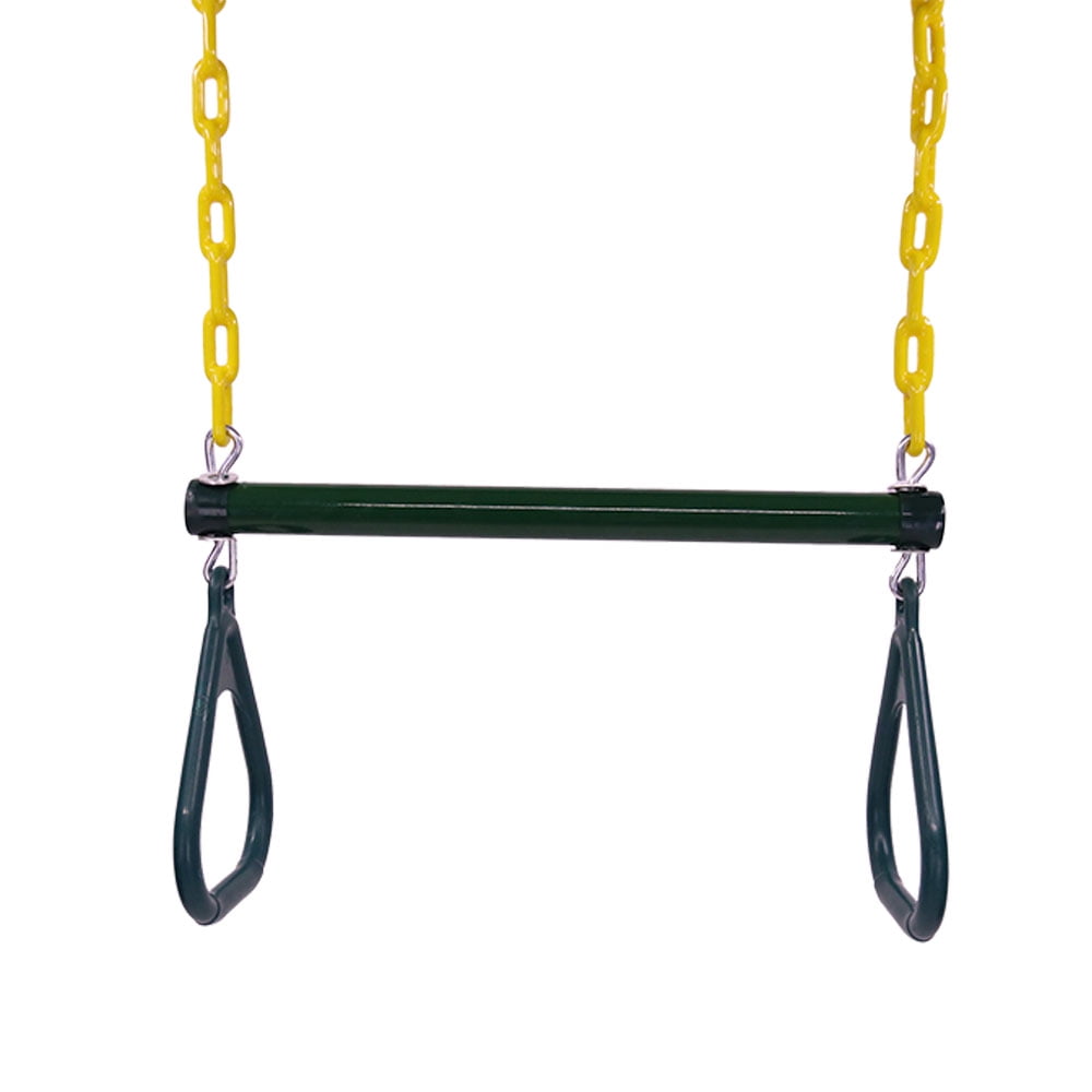 Zimtown 18" Trapeze Swing Bar with Rings Heavy Duty Chain Swing Set Accessories Green