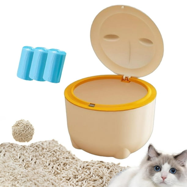 STARTIST Hooded Cat Litter Bin with Lid with Garbage Bags Waste Bin for Small Animals yellow Walmart