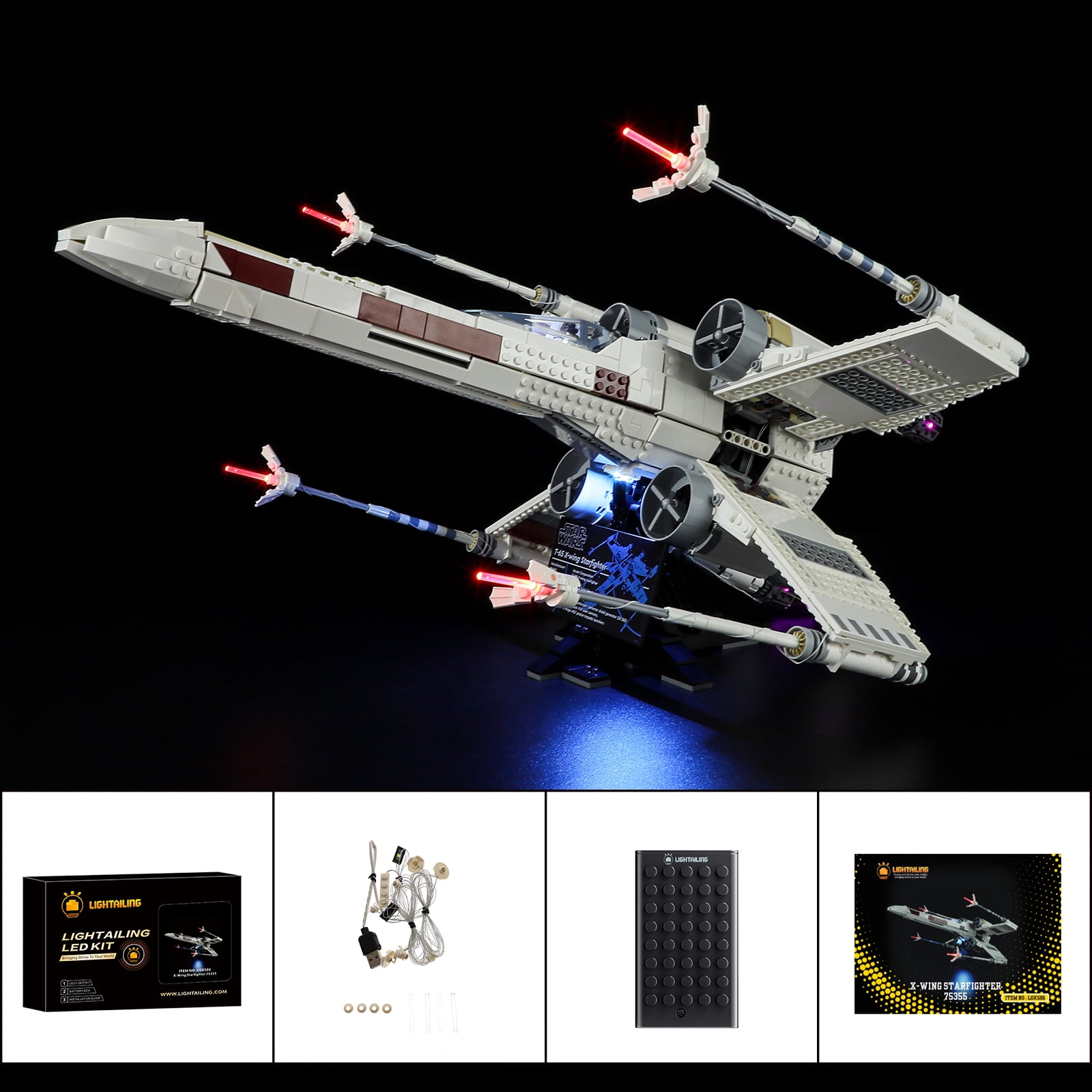 Light Kit LEGO UCS X-Wing Unboxing, Installation & Review Star Wars 75355.  Lightailing LED 