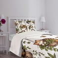 thumbnail image 4 of Ambesonne Cat Quilted Bedspread Set 2 Pcs, Happy Smiling Kitties Botanical, Twin Size, Blue Grey Green and Taupe, 4 of 4