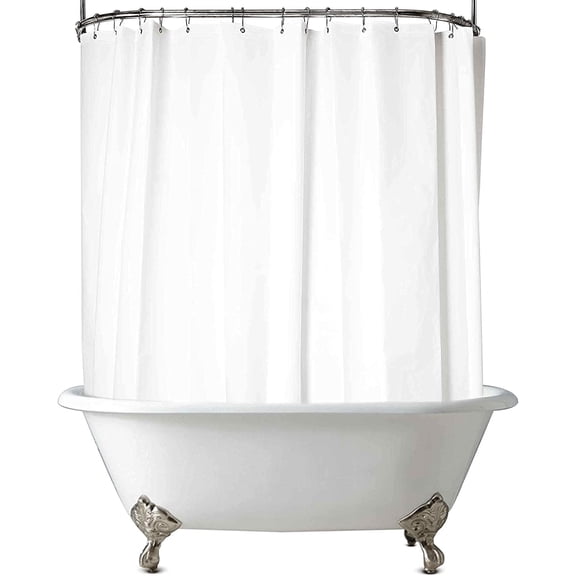 Clawfoot Tub Shower Curtain 180"x60", Extra Wide White PEVA Waterproof Liner with 36 Metal Hooks, Wrap Around Vinyl Bath Curtain for Clawfoot Tub & Freestanding Bath
