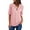 Pink, variant on Danhjin Women's Chiffon Work Blouses 34 Sleeve V Neck Half Zip Up Tunic Shirts Summer Casual Tops on
