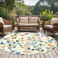 thumbnail image 5 of 5ft Round Rug, Colorful Leaf Non-Skid Rubber Backing Large Area Rugs - Living Room Bedroom Home Office, Spring Vintage Botanical Summer Indoor Floor Mat Carpets Washable Rug, 5 of 9