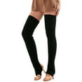 thumbnail image 1 of Women Yoga Stockings Open Heel Ribbed Knit Thigh High Leg Warmers for Ballet Dancing Lounging, 1 of 8