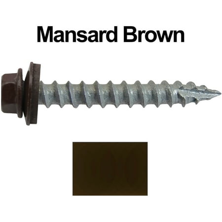 

Jake Sales Brand -14 x 1-1/2 Metal Roofing Screws ~250 - Hex Head - Typ 17 Tip - EPDM washer - MANSARD BROWN