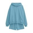 thumbnail image 7 of NMMUED Sweat Set for Women Athleisure Sets Women Sweat Shorts Sets Track Suits for Women Set Oversized Casual Fleece Hoodie Sets, Light Blue L, 7 of 7