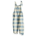 thumbnail image 3 of QATAINLAV Women Oversized Summer Linen Wide Leg Bib Overalls Casual Sleeveless Spaghetti Strap Cute Jumpsuits Loose Plus Size Hippie Onesie Pants with Pocket Light Blue XXL Lightning Sales Today, 3 of 6