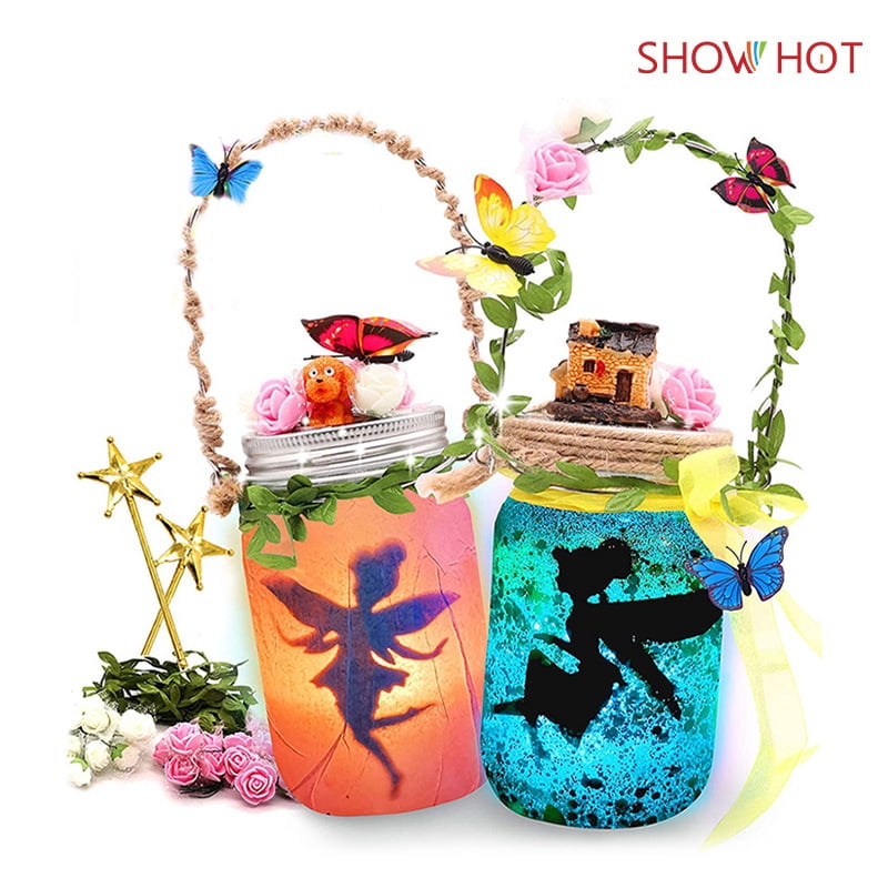 Créez votre propre kit de veilleuse en mosaïque, kit d'artisanat de lampe en mosaïque for enfants et adultes, kit de veilleuse en pot de fée, ensemble de vitraux à faire soi-même, artisanat