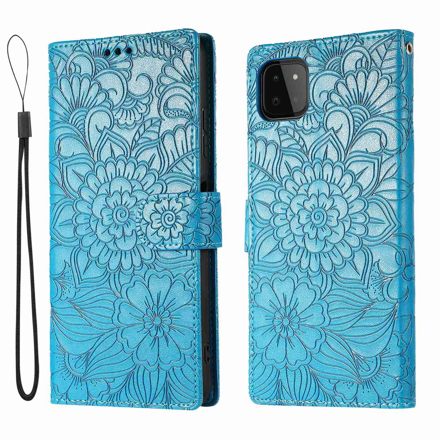 Shockproof Premium Magnetic Closure Embossed Mandala Bumper with Kickstand Purple Reevermap Samsung Galaxy A22 5G Case Leather Phone Cover for Samsung Galaxy A22 5G Flip Wallet