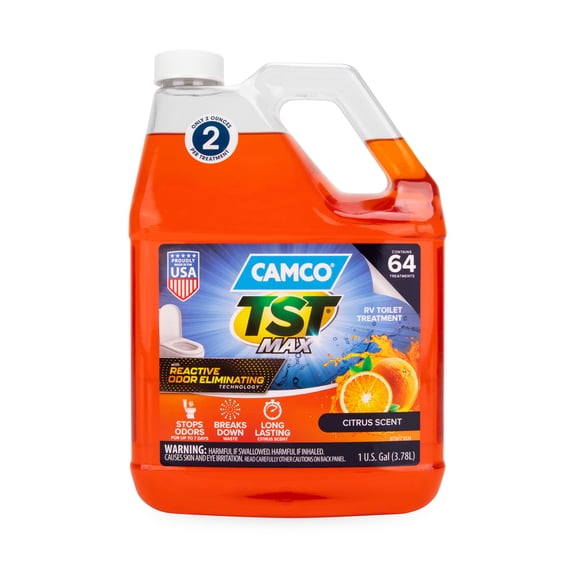 Camco TST MAX Marine/RV Toilet Treatment, Septic Tank Safe, Long-Lasting Citrus Scent, 1-Gallon (41197)