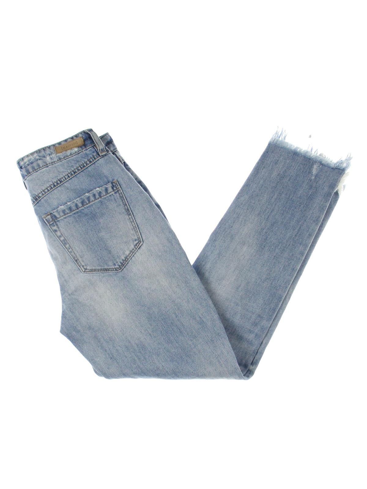 BLANKNYC Womens Rivington High Rise Ripped Tapered Leg Jeans Blue
