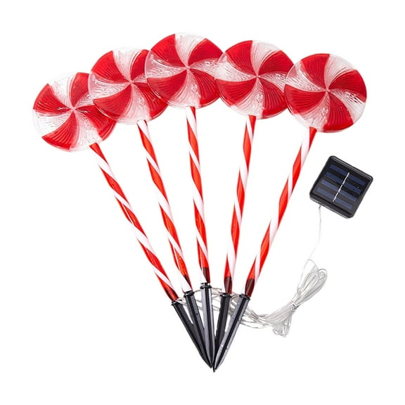 Noothes 5-Pack Christmas Lollipop Lights, 8 Flickering Modes Candy-Shaped Outdoor Decor for Holiday Display