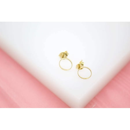 18K Gold Filled Outlined Ring Circle Stud Earrings (L4)