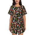 thumbnail image 1 of Fotbe Mushrooms Conjunto de Pijama Estampado para Mujer, 2 Piezas, Ropa de Dormir con Camiseta de Manga Corta y Shorts Suaves-Large, 1 of 6