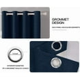 thumbnail image 3 of Linen Textured Curtains for Bedroom Solid 100% Blackout Thermal Insulated Midnight Blue Grommet Room Darkening Curtains & Drapes Luxury Decor for Living Room Nursery 52 x 45 Inch (2 Panels), 3 of 6