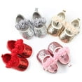 thumbnail image 2 of Infant Baby Girls Mary Jane Shoes Soft Sole Ballet Slippers Bow Princess Newborn Dress Wedding Flat Shoes, 2 of 6