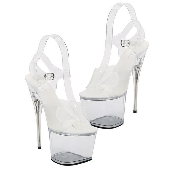 Soimiss 1Pair White Female Slippers with Chic Transparent Design for Office and Cocktail Events