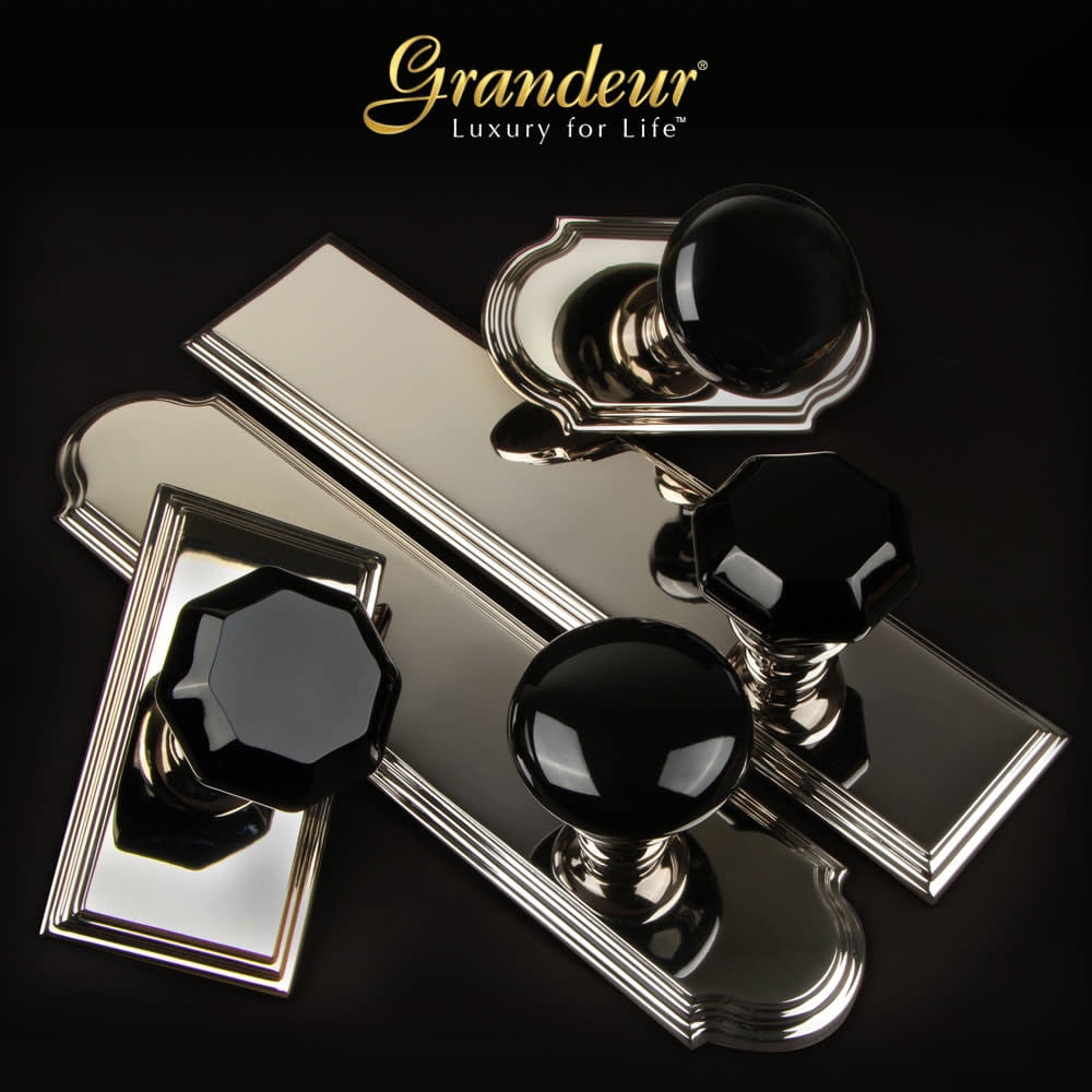 Grandeur Arc Plate Single Cylinder Knob Combo Pack with Lyon Knob and matching Deadbolt