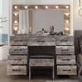 thumbnail image 3 of Ktaxon Large Makeup Vanity, Get Ready with Me GRWM Vanity Table Set w/ Visible Glass Top w/ Charging Station, Gray, 3 of 7