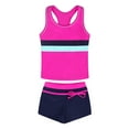 thumbnail image 3 of shoper Girl Swimsuit Size 10-12 Quick Dry Sleeveless Two Piece Swimsuits Tops and Boyshort Stretchy Bathing Suit Kids' Beach Swimming Costume Hot Pink 4XL, 3 of 6