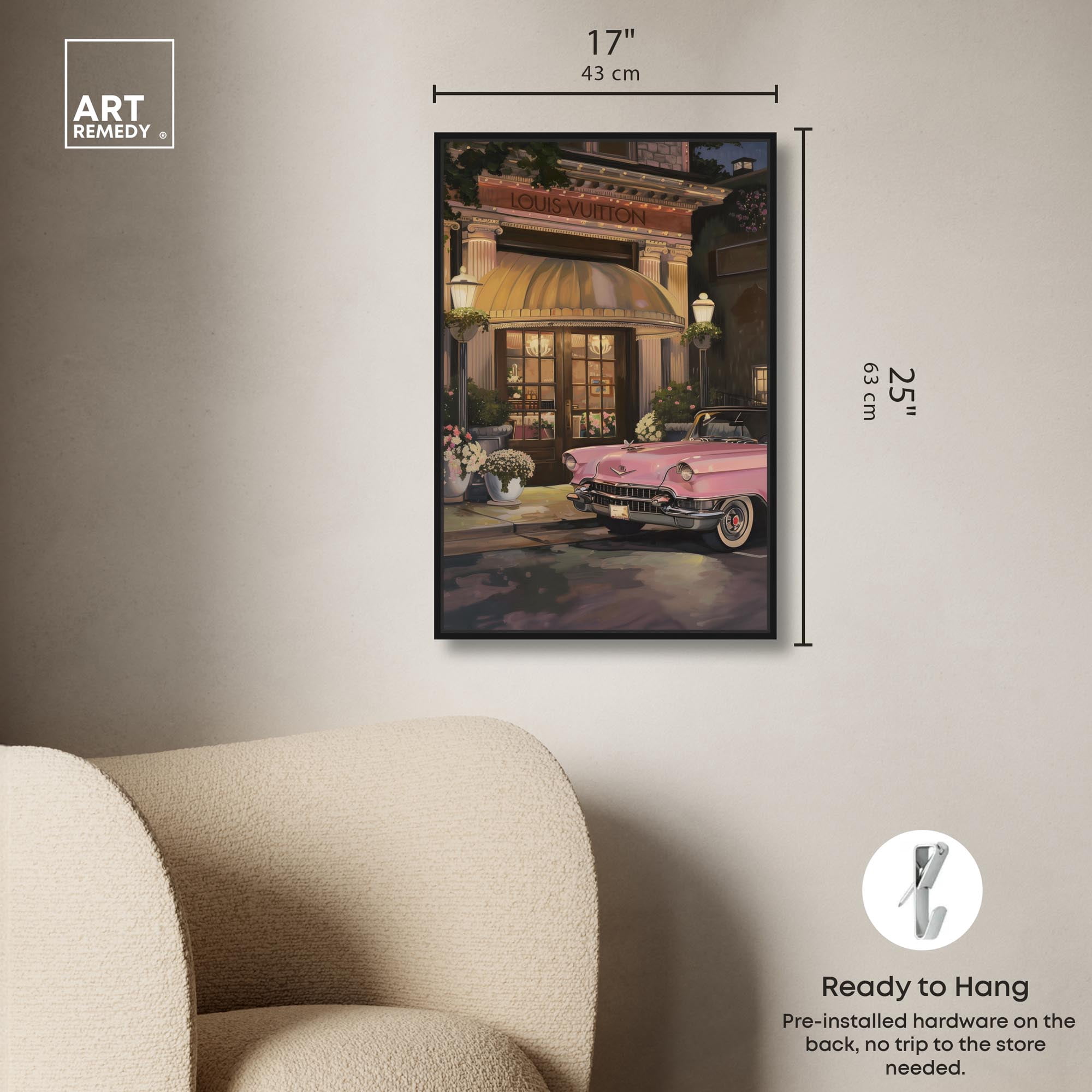 Classic Car Store Visit Canvas Fashion Art Prints by Art Remedy, Black Frame, 16 x 24