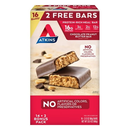 Atkins Chocolate Peanut Butter Bars 16 Ct. 2.12 oz.