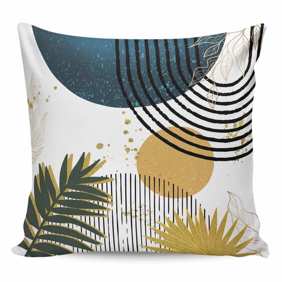 Throw Pillow Covers 24x24 Inch, Boho Middle Century Decorative Pillow Cases for Couch Sofa Bed, Navy Blue Yellow Abstract Sun Modern Cotton Linen Square Home Decor Pillowcases with Hidden Zipper